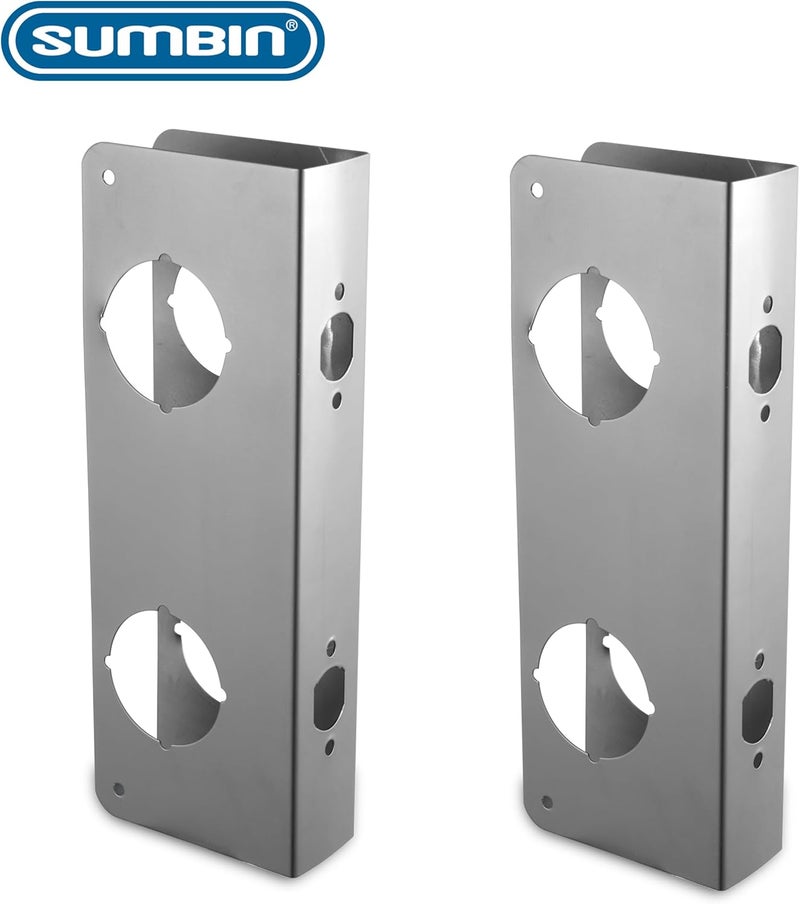 SUMBIN Door Guard Reinforcer for Extra Security to Your Home and Prevent Unauthorized Entry, 2-3/8 Backset and 5-1/2 Door Hole, Repair Doors in Stainless Steel Finish (2PCS) - Image 2